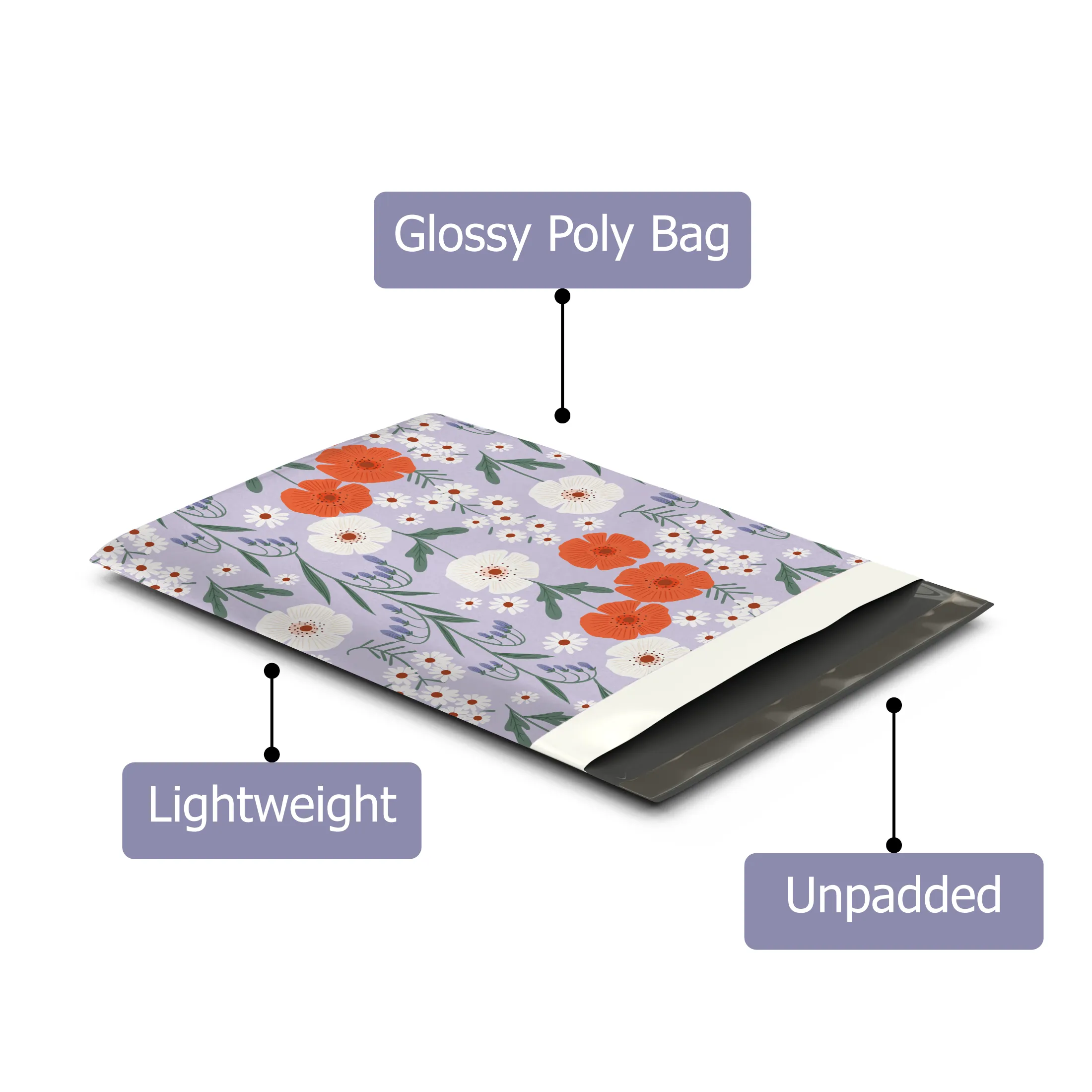 10x13 Floral Fields Designer Poly Mailers Shipping Envelopes Premium Printed Bags