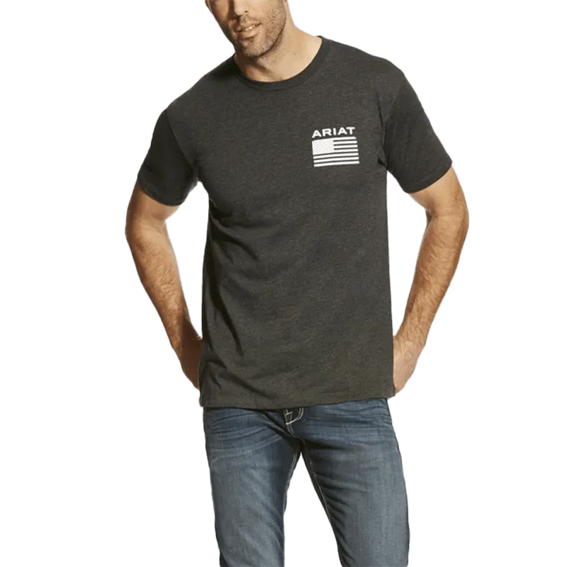 Ariat Men's Charcoal Grey Logo Flag T-Shirt