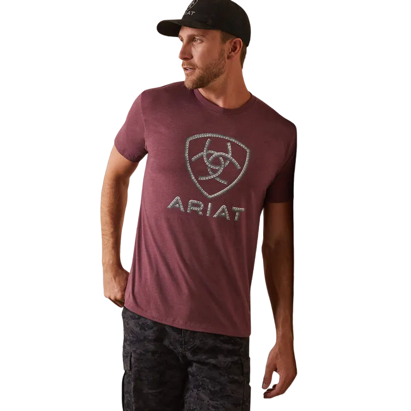 Ariat Men's Steel Bar Burgundy Logo T-Shirt