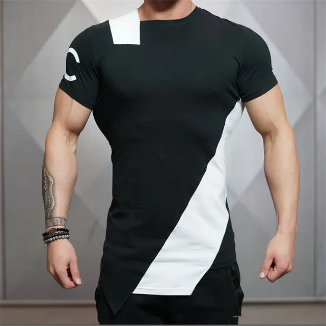 Brand Men's summer New T-shirts Fitness Bodybuilding T Shirt for Men Fashion Leisure Male Short Sleeve cotton Clothes Tees Tops