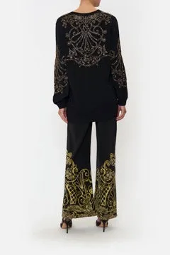 CAMILLA SHADOWS OF ARMADA EMBELLISHED V NECK KNIT IN BLACK