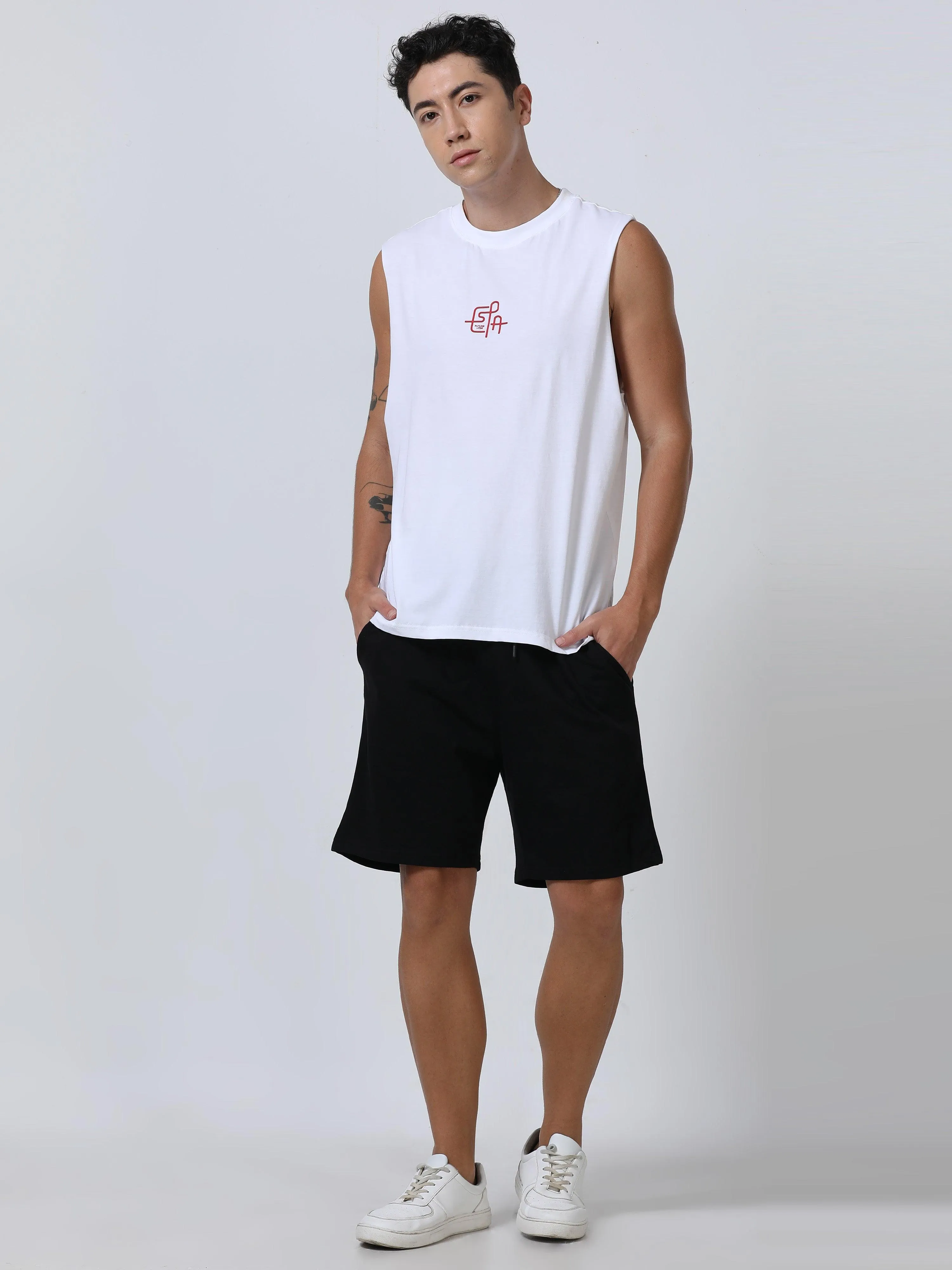 Chillout Printed Sleeveless T-Shirt White