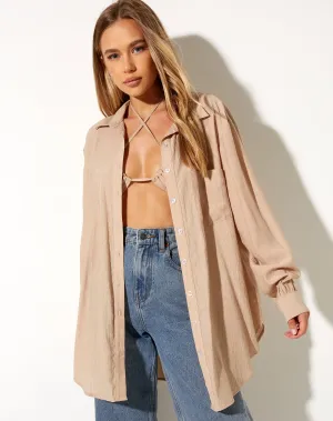 Dael Oversized Shirt in Crinkle Tan