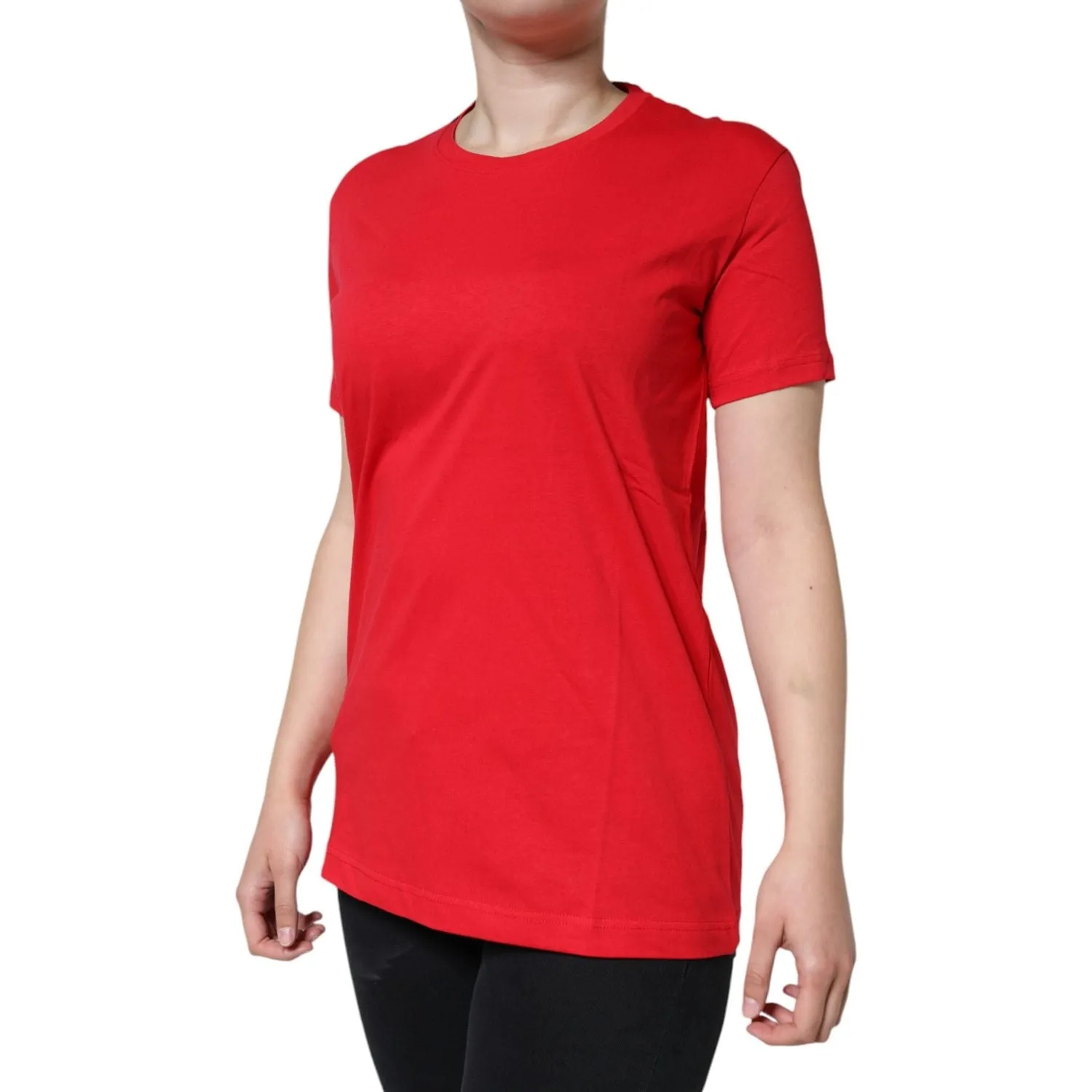 Dolce & Gabbana Red Cotton Crew Neck Short Sleeve Tee T-shirt