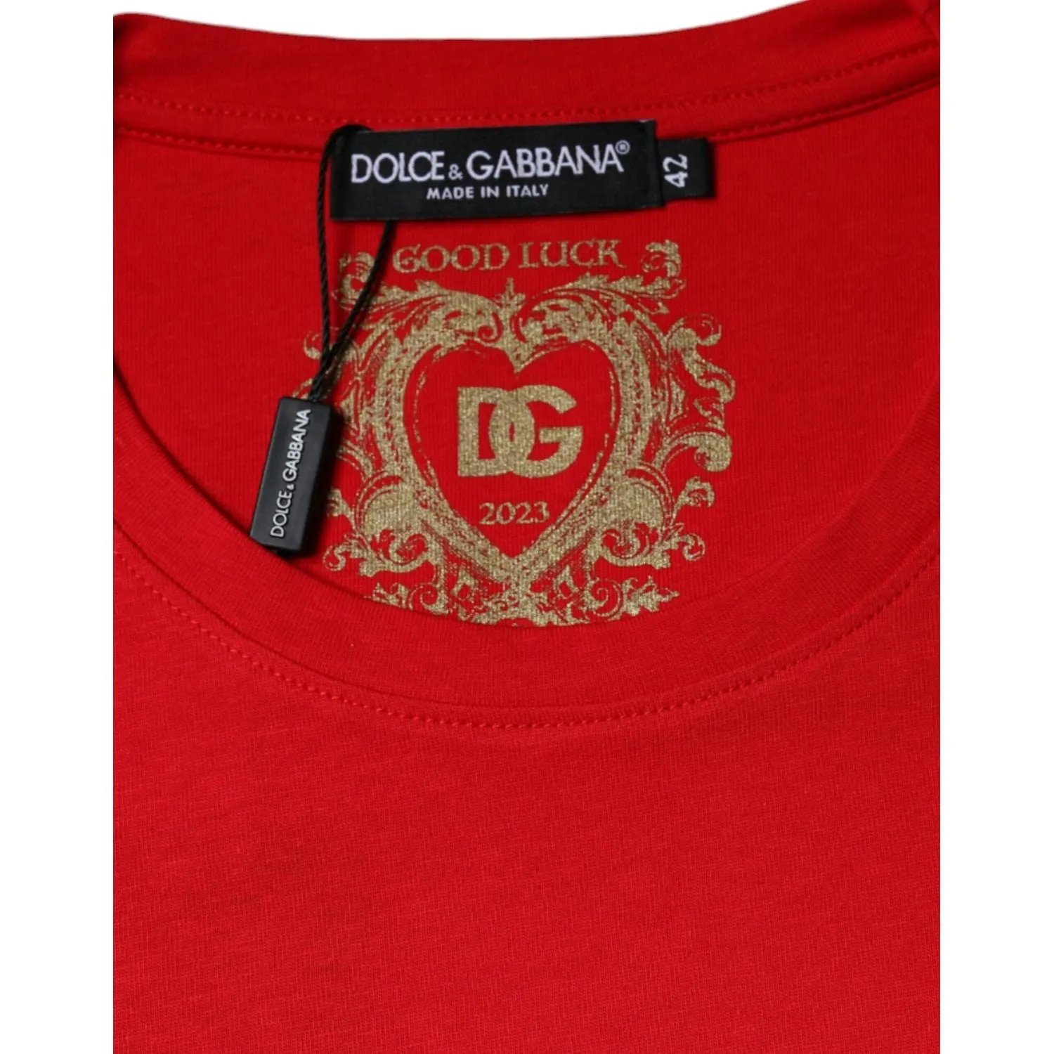 Dolce & Gabbana Red Cotton Crew Neck Short Sleeve Tee T-shirt