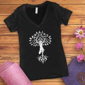 Flower Zen Tree V-Neck Tee