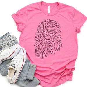 God's Fingerprint T Shirts For Women - Women's Christian T Shirts - Women's Religious Shirts