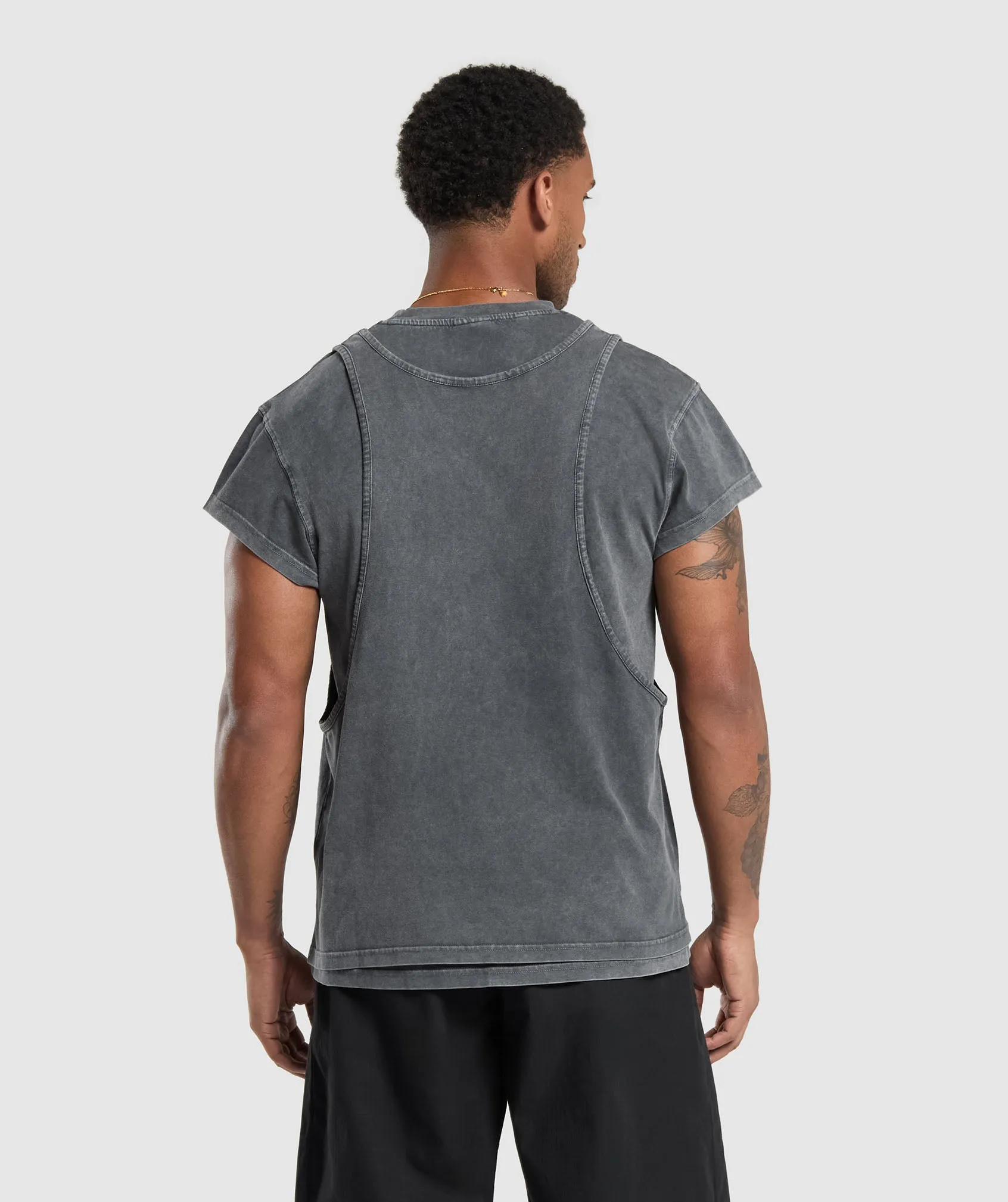 Gymshark Washed Double Layer T-Shirt - Black