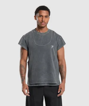 Gymshark Washed Double Layer T-Shirt - Black