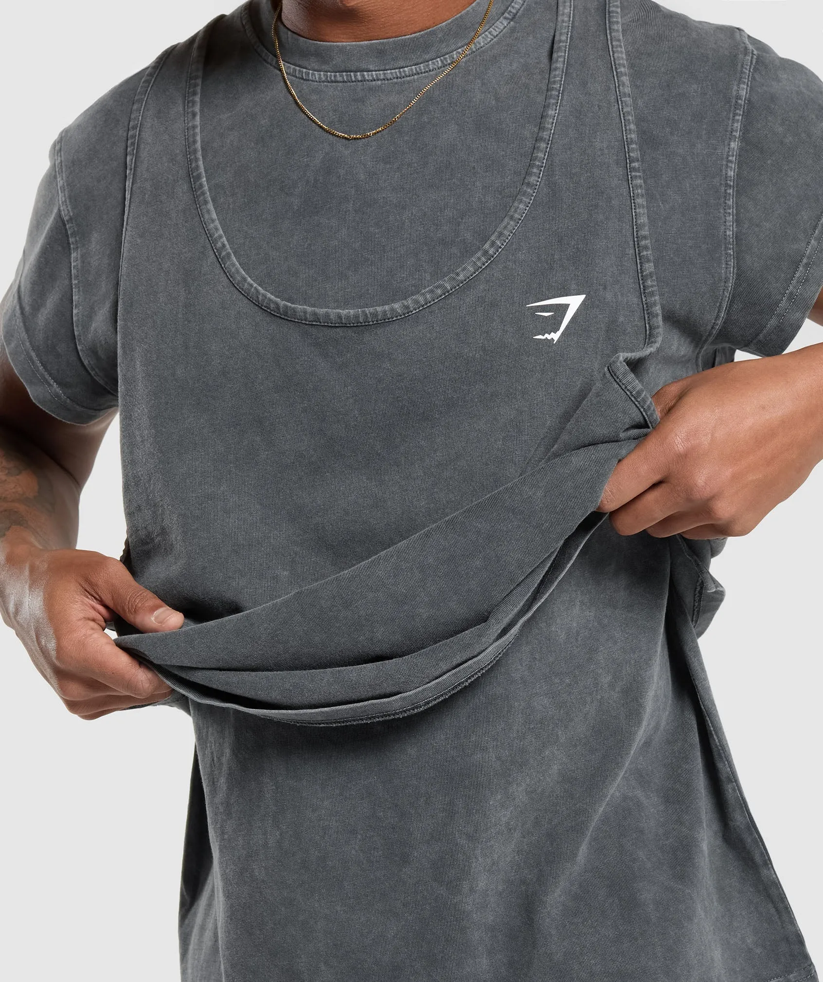 Gymshark Washed Double Layer T-Shirt - Black