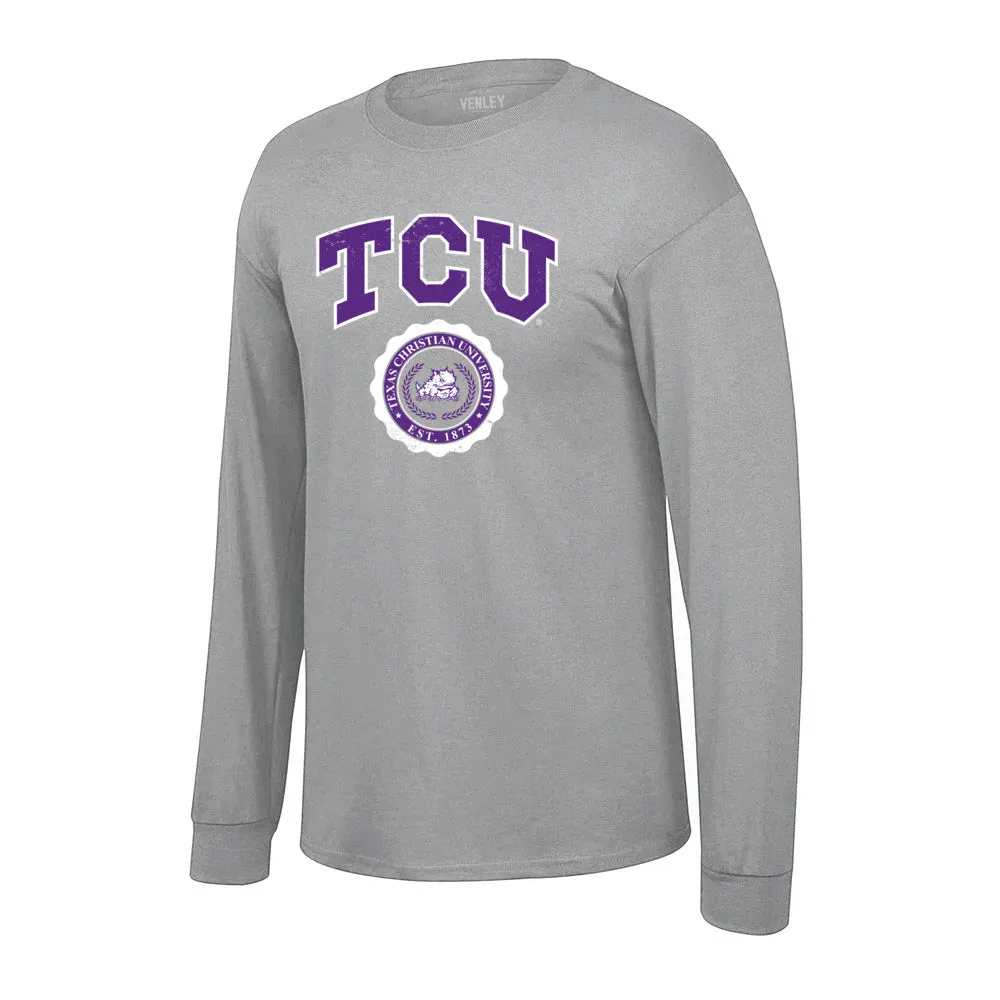 Official NCAA TCU Horned Frogs Mens Crewneck Long Sleeve Tshirt