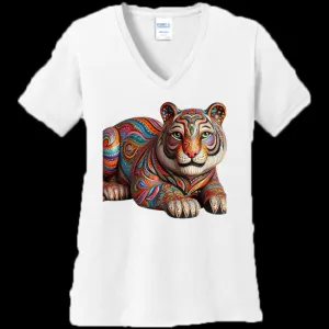 Paisley Tiger Women's V-Neck Tee