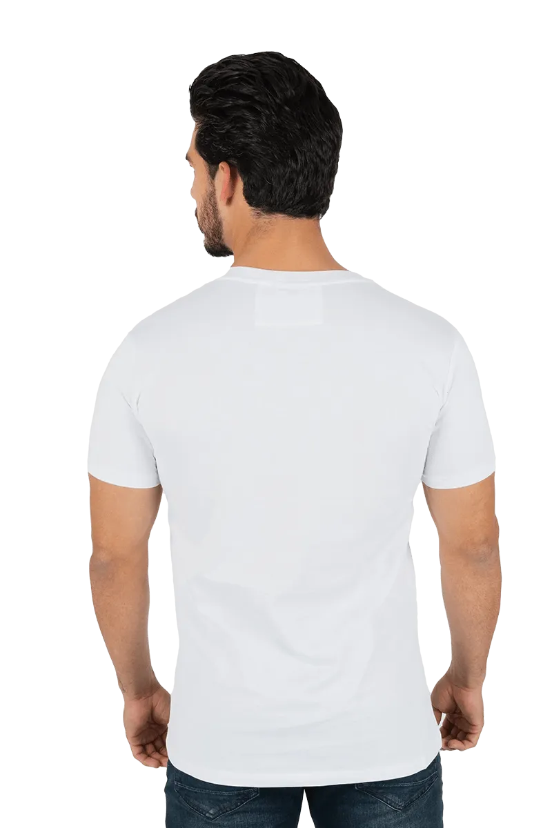 Platini Men's White Cotton Rhinestone T-Shirt