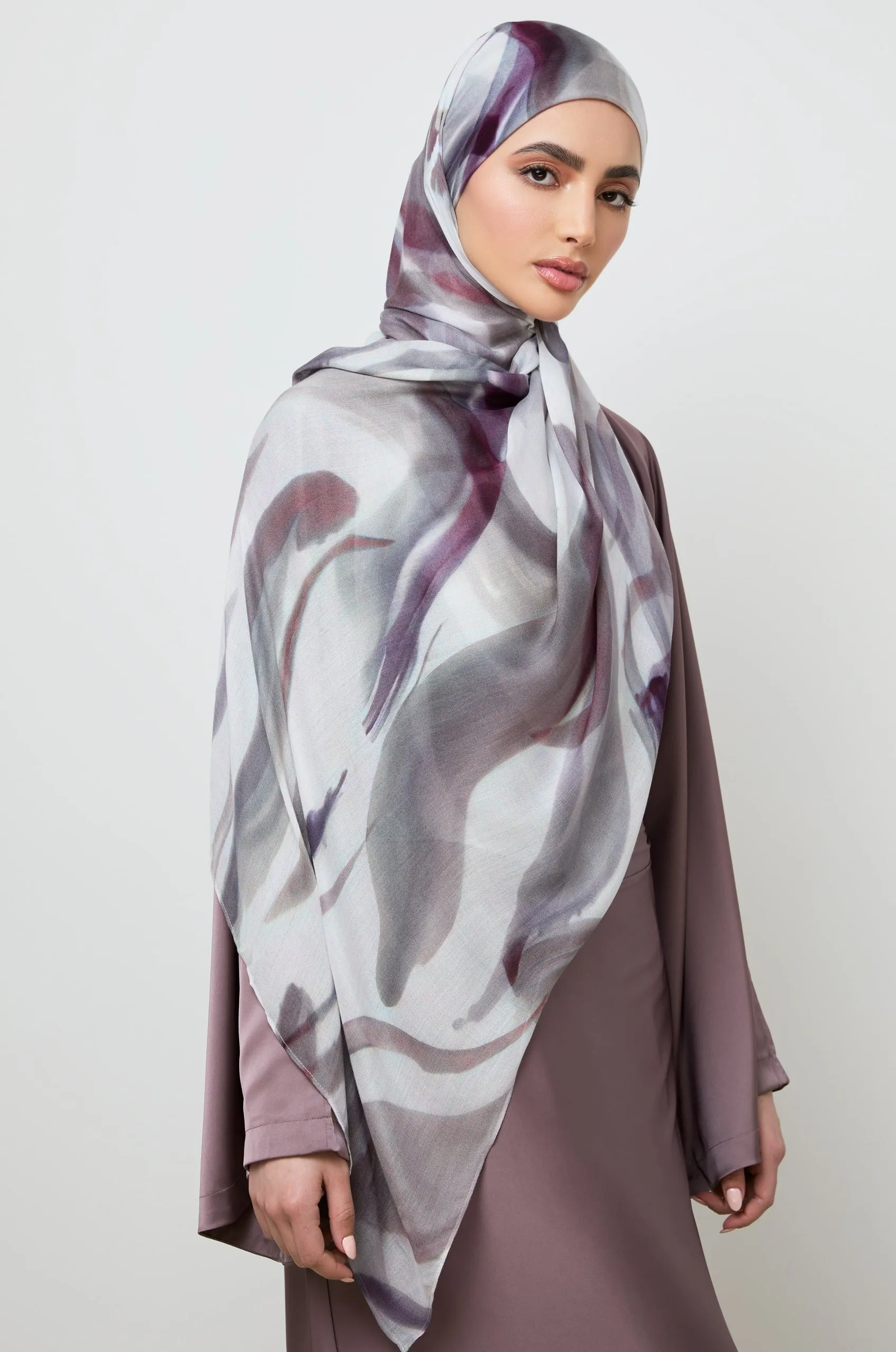 Printed Modal Hijab - Violet Whisper