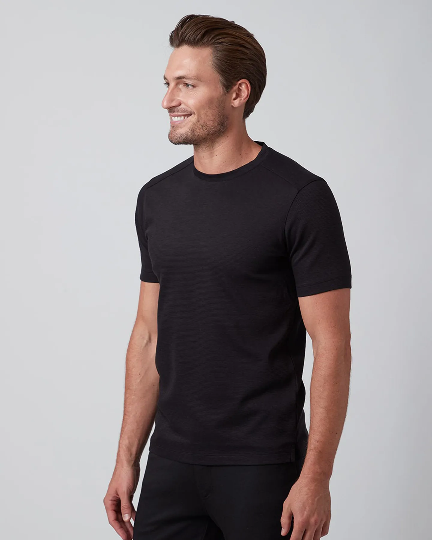 PURE AQUA COTTON CREW NECK T-SHIRT - BLACK