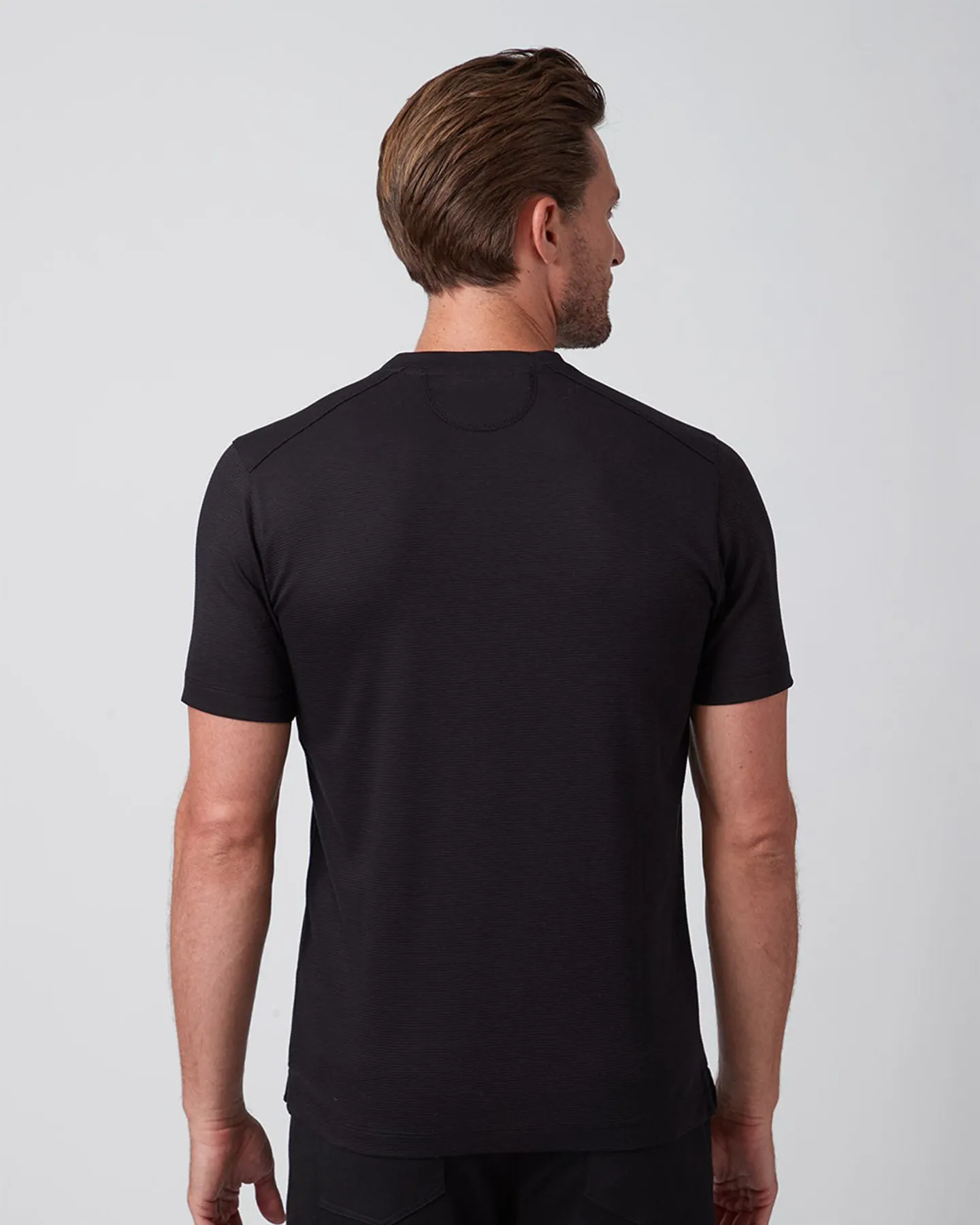 PURE AQUA COTTON CREW NECK T-SHIRT - BLACK