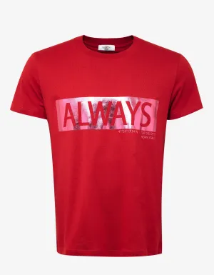 Red 'Always' Print T-Shirt