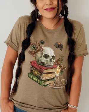 Spooky Spell Books shirt, Halloween Book Lover t-shirt, Skull Halloween t-shirt, Scary books shirt, Halloween book, Creepy Bats