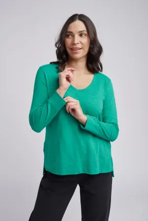 V Neck Hi Low Cotton Tee Greenlake